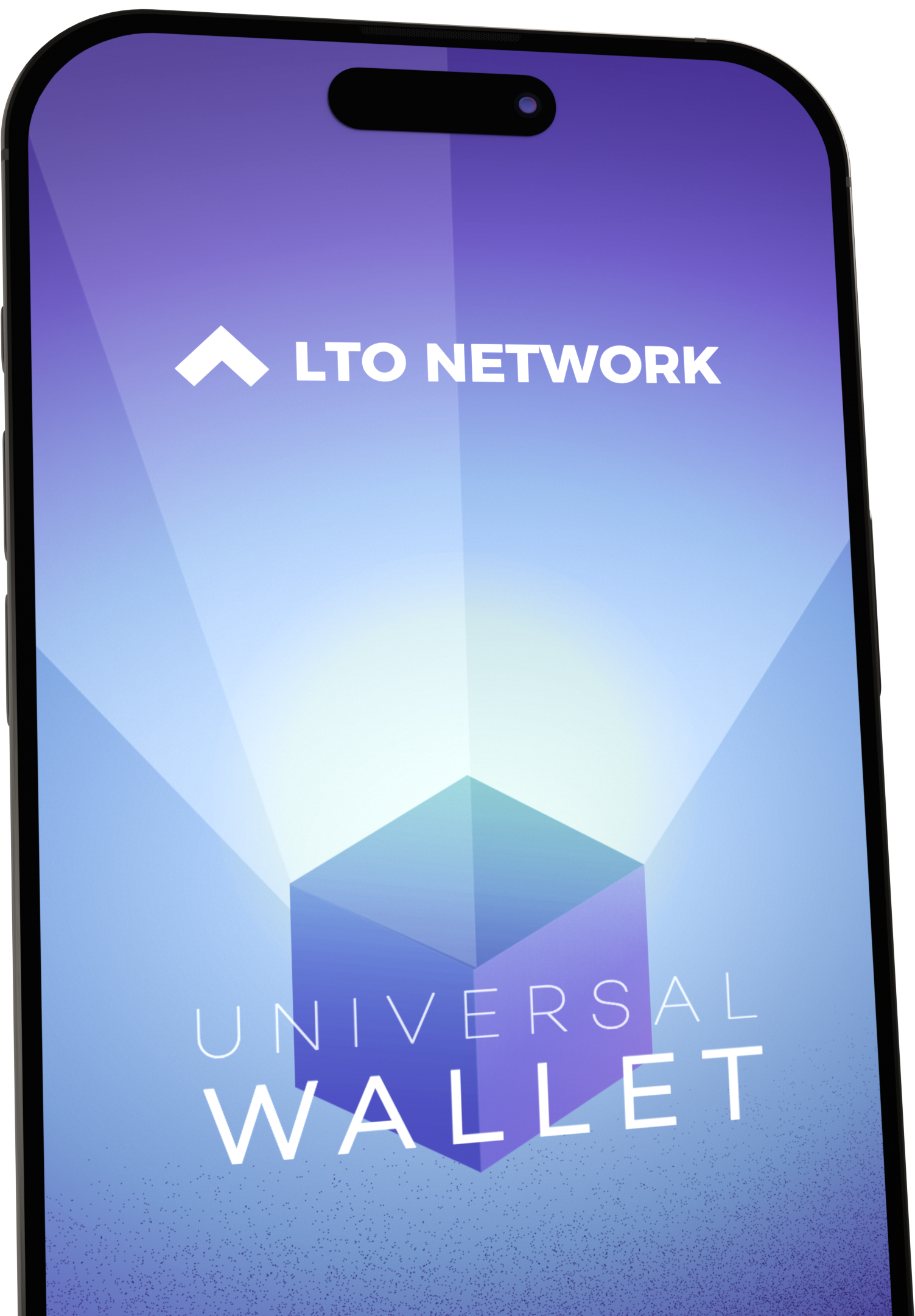 Universal Wallet text in front of cube